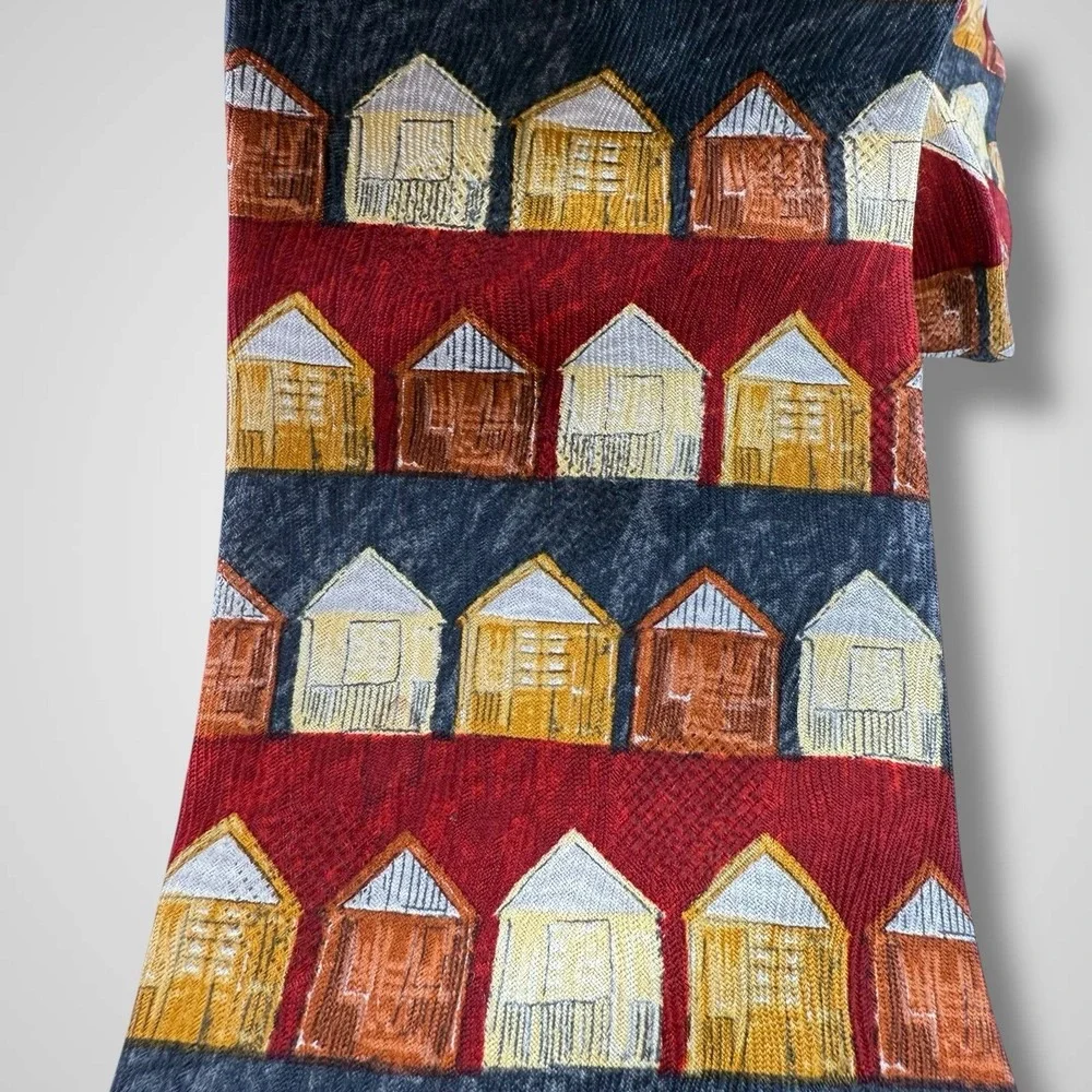 ERMENEGILDO ZEGNA Mens Silk Necktie ITALY Luxury Houses‎ Village Burgundy Multi